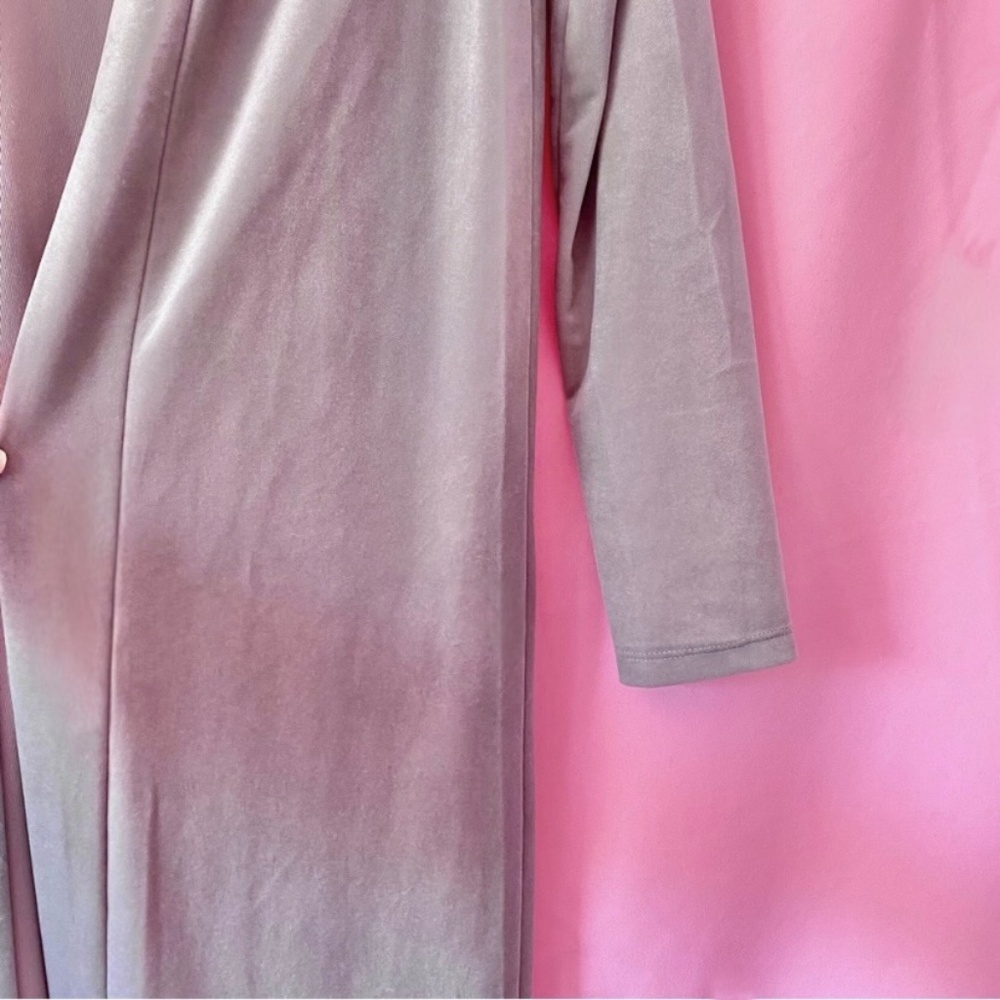 Grey Velour Matching Set Longsleeve Cardigan Pant Bodysuit Silver Small Forever2 - Picture 4 of 12